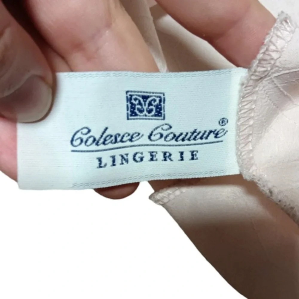 Colesce Couture Vintage‎ Cream Lace Trim Chemise Nightgown Lingerie Made in USA